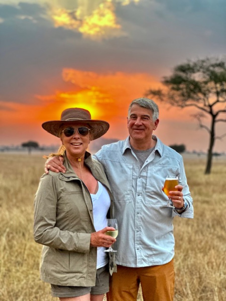 Clients enjoying a Serengeti sundowner