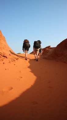 Trekking the red dunes