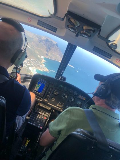 A helicopter flight along the Cape Peninsula coastline