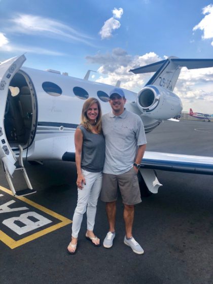 A couple by their light-aircraft transfer