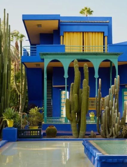 The cobalt villa and cactus garden at Jardin Majorelle, Marrakech