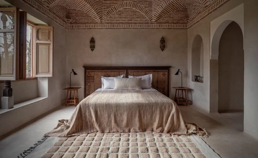 A brick-domed riad bedroom in Marrakech