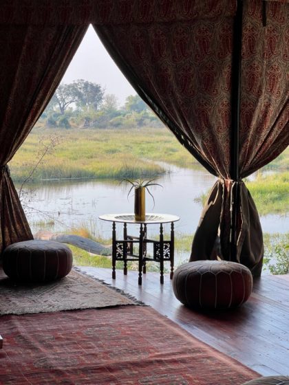 A tented suite looking over the Okavango